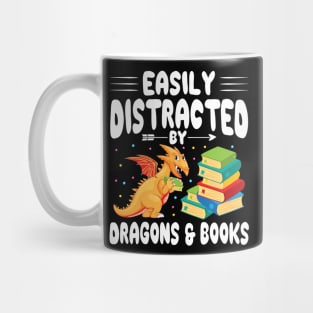 Cute Book Reader Easily Distracted by Dragons and Books Mug